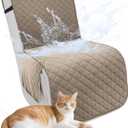 Recliner Sofa Covers 100% Waterproof Velvet L Shape Recliner Couch Covers for Dogs Pets Washable Anti Slip 1 Additional Couch Cover for Reclining Couch (Additional Seat, Khaki)