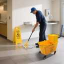 KeFanta 35 Quart Commercial Mop Bucket with Side Press Wringer on Wheels,Yellow,Include Heavy Duty Industrial Mop for Floor Cleaning,Household,Business,Restaurants and Janitorial Use