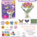 Britik Arts and Crafts for Kids Ages 8-12: Poke in Fun Art Kits for Girls, Poke Art Flower Bouquet Craft Kit, Fabric Arts for Kids DIY Flower Bouquet Kit Birthday Gift for Girls 8 9 10 11 12, Green