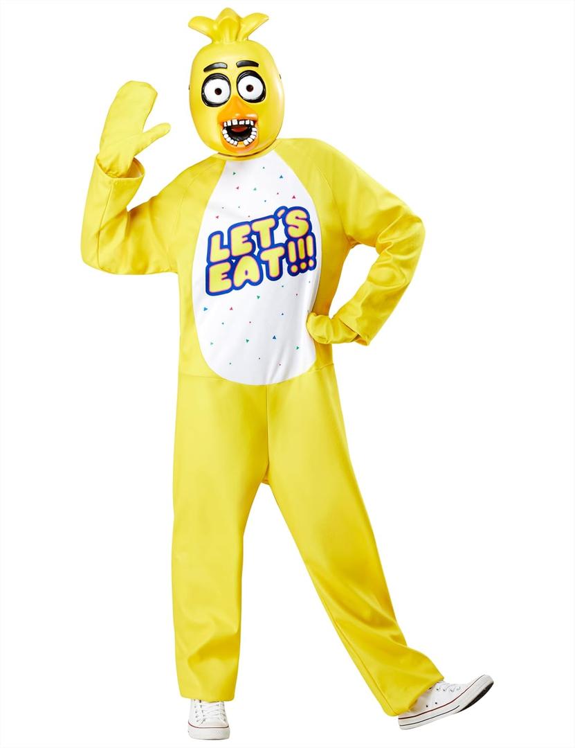 Rubies Five Nights at Freddy's Chica Costume Jumpsuit, Gloves, and Half-mask (Large)