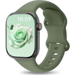 Patenting Sport Silicone Band Compatible with Apple Watch Bands 40mm 38mm 41mm 42mm 44mm 45mm 46mm 49mm Women Men, Waterproof Soft Wrist Strap for iWatch Series 11 10 9 8 7 6 5 4 3 2 1 SE Ultra 2 3 (Olive Green)