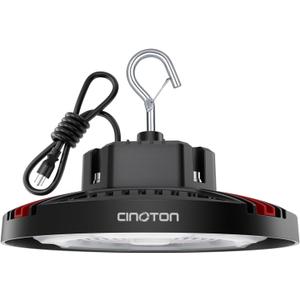 CINOTON 160W UFO LED High Bay Light, Aluminum LED Shop Lights with 24000LM, 5000K Commercial Bay Lighting for Warehouse Garage Workshop Factory, 6' Cable & Safety Rope, ETL Listed 1 Pack