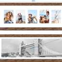 Hongkee 8x24 Picture Frame 2 Pack, Rustic Brown Wood Frame with Tempered Glass, Display Pictures Multiple Five 4x6 With Mat or 8 x 24 Without Mat - Horizontal or Vertical Wall Mounting