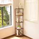 MaxSmeo Corner Shelf, 5-Tier Corner Bookshelf for Small Spaces, Vintage Corner Storage Display Shelves for Bedroom, Bathroom, Kitchen, Living Room (Walnut Brown)