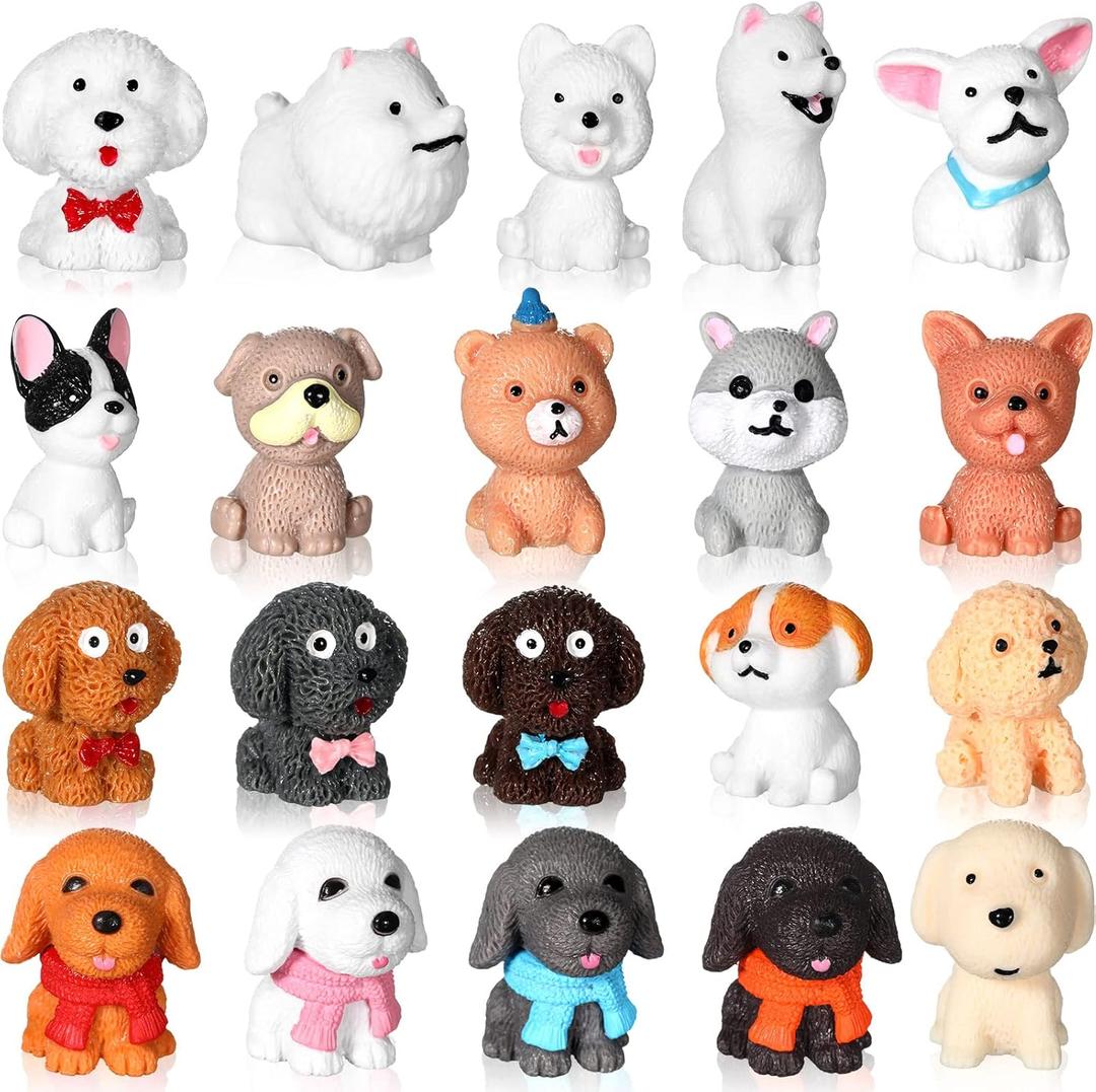 Marsui 40 Pcs Mini Dog Figurines Toy Realistic Little Puppy Figures Educational Dog Animals Toys Miniature Mini Glow in The Dark Resin Animals for Birthday Easter Cake Topper Decor(Cute)