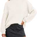 PRETTYGARDEN Oversized Sweaters for Women Fall Clothes 2026 Long Sleeve Mock Neck Tops Chunky Knit Pullover Winter Clothing (White, XL)