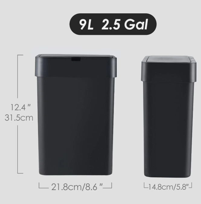 ELPHECO Bathroom Trash Can with Lid 2.5 Gallon Motion Sensor Slim Garbage Can Small Touchless Trash Bin Bathroom Decor 9.5 Liter Smart Waste Basket for Bedroom, Living Room, Toilet (Black)