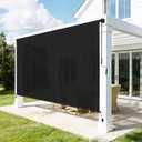 Outdoor Roller Shades for Patio, 6' W x 8' H Cordless Patio Shades Roll Up Outdoor Blinds with Splicing Design, 90% UV Protection for Porch Gazebo Pergola, 2 Poles & 1 Fabric, Black