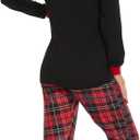 VENTELAN Family Matching Christmas Pajamas Set Holiday Santa Claus Sleepwear Xmas PJS Set for Couples and Kids (Plaid Christmas Tree)