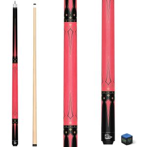 Pool Cue Stick 58 Inch 2-Piece Billiard Cues with Geometric Sword Inlays, Unwrapped Grip, Maple Shaft, 13mm Tip - Choose from 8 Colors and 4 Weights