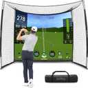 Golf Cage Net with Impact Screen 10 x 8 Ft Golf Hitting Cage with Side Enclosure and Top net to Practice with Simulator at Home Indoor Outdoor Backyard