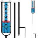 JMBay Rain Gauge Outdoor, Accurate rain gauges Outdoors Best Rated, Tall rain Gauge for Yard with Stake, Decorative rain Measure Gauge for Garden, Deck, Lawn with red Floating Buoy, Adjustable Height