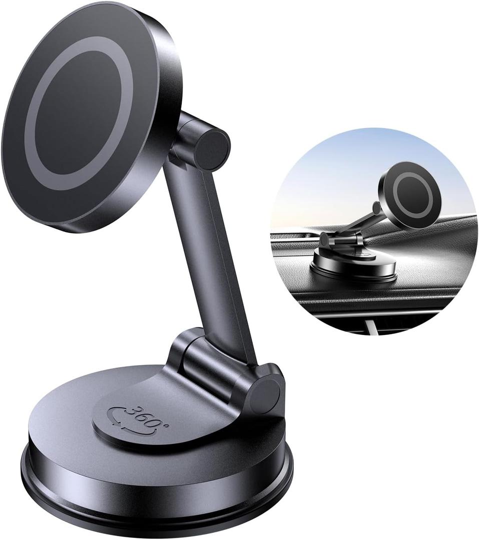 Tophot for MagSafe Car Mount, Car Phone Holder for Dashboard, 360 Rotatable Magnetic Phone Holder for Cars, Strong Adhesive, Sturdy Metal Mount, Compatible with iPhone Samsung
