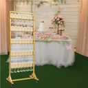 HUAGHEE Champagne Wall Holder for Party Holder Up to 80 Cups, 5 Layer Movable Champagne Flute Holder Display, Metal Champagne Wall Stand, Drink Wall for Wedding, Bar Decor (Gold)