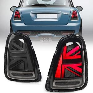 Huray Full LED Tail Lights Fit for BMW Mini Cooper 2007-2010 R55 R56 R57 R58 R59, Taillight Assembly, Union Jack Rear Brake Light with Sequential Turn Signal Lamp (Black & White), SET OF 1