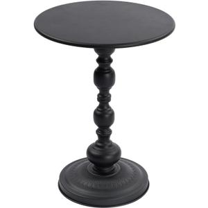Metal Small Side Table, Round Vintage Nightstand, End Table for Bedside or Sofa, Accent Pedestal Table for Living Room Corners and Small Spaces, Black