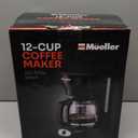 Mueller 12-Cup Drip Coffee Maker - Borosilicate Carafe, Auto-Off, Reusable Filter, Anti-Drip, Keep-Warm Function, Clear Water Level Window Coffee Machine, Kitchen Essentials & Accessories (Black)