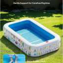 QPAU Kiddie Pool 65" x 39" Inflatable Pool for Kids & Toddlers, Ball Pit & Baby Pool with Soft Floor, Educational Alphabet & Number, Durable Outdoor Play Toys for Backyard & Indoor Fun (Blue)