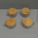 4pcs Set Vintage Coffee Mugs gifts for women, Overnight Oats Containers with Bamboo Lids and Spoons - 14oz Clear Embossed Glass Cups, Cute Coffee Bar Accessories, Iced Coffee Glasses