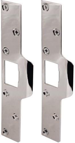 Prime-Line U 9476 Maximum Security Latch Strike, 1-1/4 in. x 7-7/8 in., Steel, Chrome Plated (Single Pack) (Pack of 2) (1 Count (Pack of 2))