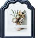 8x10 Blue Arch Picture Frame with Curved Scalloped Edge Design, Solid Wood with Real Glass, Matted to 5x7, Vertical for Tabletop Display Photo Frame