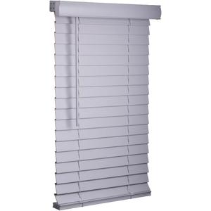 LOTUS & WINDOWARE Cordless Faux Wood Blinds, 39" Wide x 60" Long,Smooth,Light Gray, 2 Inch Horizontal Blinds  for Living Room, Bedroom, Interior Door Windows (39 x 60)