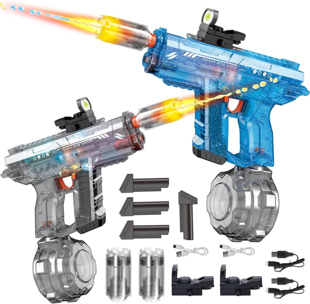 Electric Water Gun 2 Pack for Adults Kids: Light Up Automatic Squirt Guns, 26-32FT Long Range, 800CC Large Capacity, Summer Outdoor Pool Games for Ages 8-12, Beach Backyard Family Party Toy Gift