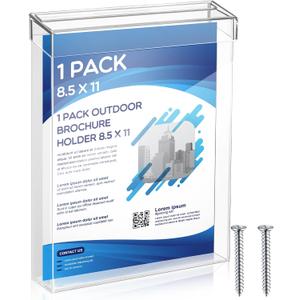 Thyle 8.5 x 11 Inch Outdoor Brochure Holder with Lid Acrylic Wall Mount Literature Box Waterproof Heavy Duty with Screws for Flyer Document Pamphlet Display Business Retail Real Estate(Clear)