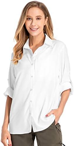 Women's UPF 50 Long Sleeve Sun Protection Shirts Quick Dry Outdoor Fishing Hiking Travel Shirt, 2XL
