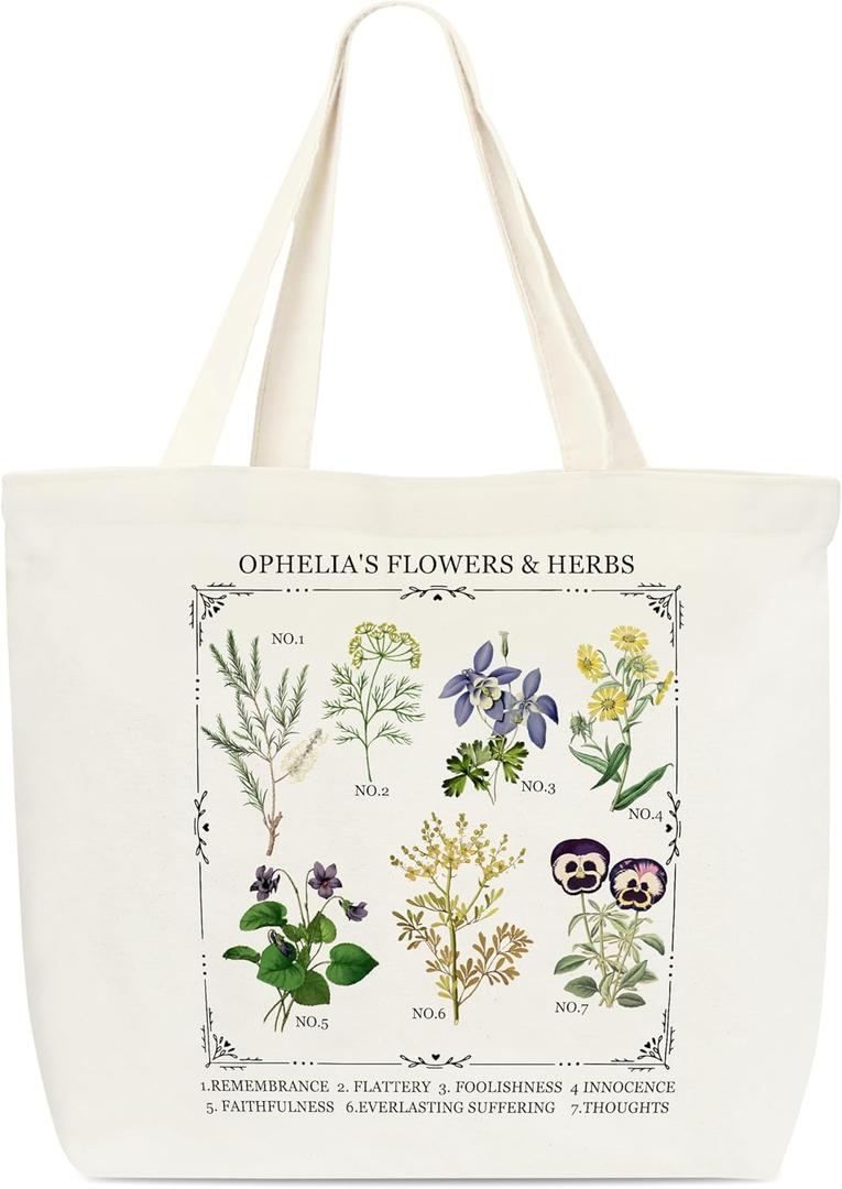 Floral Tote Bag, Spring Canvas Bag For Women, Gifts For Flower Lovers, Boho Tote Bag, Wildflowers Themed Bag, Reusable Grocery Shoulder Bag, Birthday Christmas Gifts For Friends Colleagues D(09)