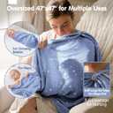 hahaland Muslin Swaddle Blankets Bamboo - 3-Pack, 1 Large (47" x 47") & 2 Standard (38" x 40") - Breathable Silky Soft Receiving Blankets Swaddles for Newborns Baby Boy Gifts Newborn Essentials, Blue