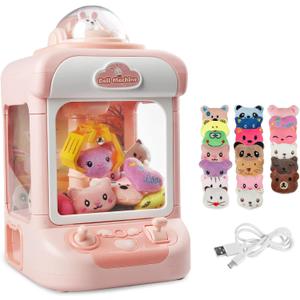 Tracpos Claw Machine for Kids,Mini Vending Machines Candy Grabber Prize Dispenser Toys for Girls,Electronic Arcade Claw Game Machine for Party Birthday with Lights Sound (Rabbit Claw)