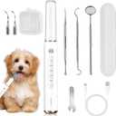 Dog Plaque Tartar Remover, Electric Toothbrush Teeth Cleaner Dental Care Kit for Dogs Cats- 5 Modes LED IPX6 Waterproof Auto-Stop Gum Protection USB Charge, 3 Brush Heads, Pet Teeth Cleaning Tools