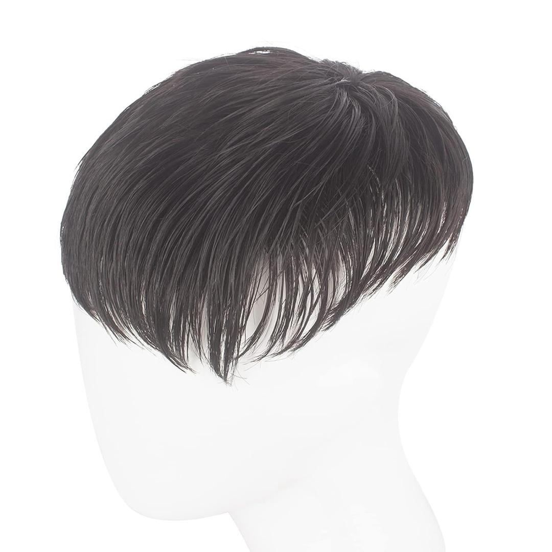 WeKen Short Toupee for Men - Hair Topper Wig Clip in Crown Extensions - Mens Piece for Covering White Loss - Daily Wear