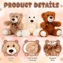 HyDren 12 Pieces Valentines Bears Stuffed Animals Soft Plush Toy Bears for Birthday Party Easter Wedding Baby Shower Christian Charity Donation Supplies(White, Brown, Khaki)
