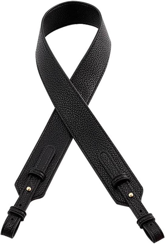 Grain Leather Purse Strap Adjustable Crossbody Replacement Straps for Handbags Monk Head Screws Detachable (Silver Clasps, Black-short Type)