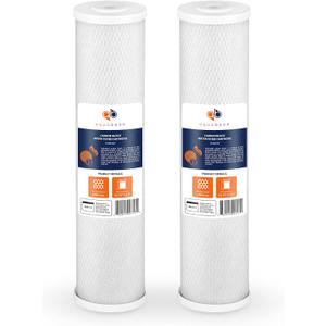 Aquaboon 4,5 x 20 inch Carbon Filter Cartridge - 5 Micron Coconut Shell CTO Big Blue Filter - Whole House Well Water Filtration - Matches DB20P, CTO20BB, Pentek FLOPLUS-20BB, 155312-43 (2 Pack)