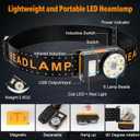 Headlamp Rechargeable, 500 Lumen Super Bright Motion Sensor LED HeadLamp, Headlamp Flashlight with White Red Lights, 6 Modes Lightweight Waterproof Head Lamp for Outdoor Running, Camping Hiking (Y013-2Pack)