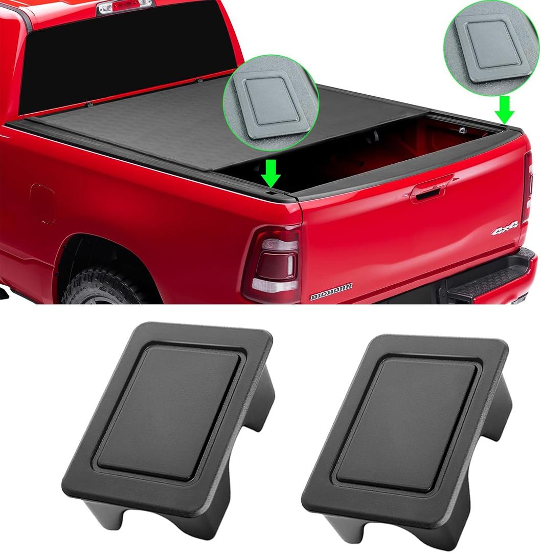 Moonlinks Bed Rail Stake Pocket Covers Compatible with Dodge Ram 1500 2500 3500 2009-2018,Rear Truck Tonneau Covers Stake Holes Caps Plugs (2 PCS)
