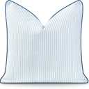 Hofdeco Premium Coastal Hampton Style Patio Indoor Outdoor Pillow Cover Only, 20"x20" Water Resistant for Backyard, Couch, Blue Stripe