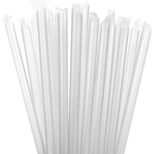 100 Pcs Clear Boba Straws Jumbo Smoothie Straws,Individually Wrapped Disposable Plastic Large Wide-mouthed Milkshake Drinking Straws(0.43" Wide X 9.45" Long)