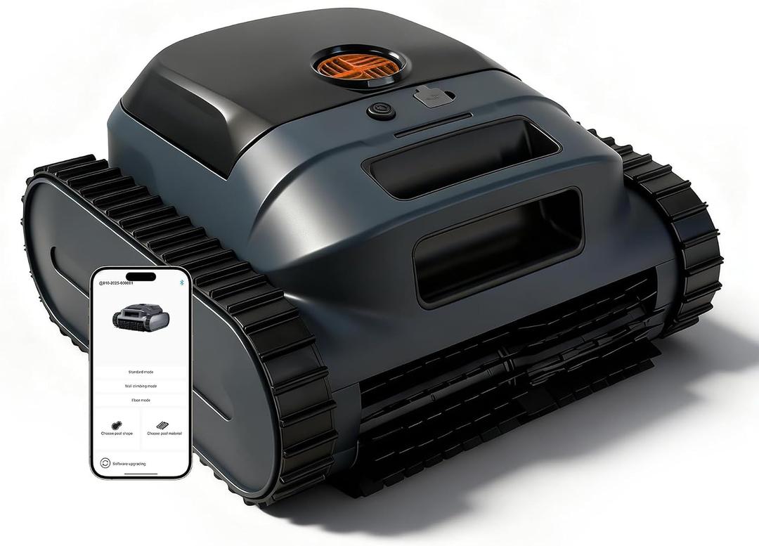 Cordless Robotic Pool Vacuum Cleaner, Intelligent Route Planning, Wall & Waterline Climbing, 120-Min Runtime, for Above Ground/Inground Pools up to 2000 sq. ft, APP Support,Orange
