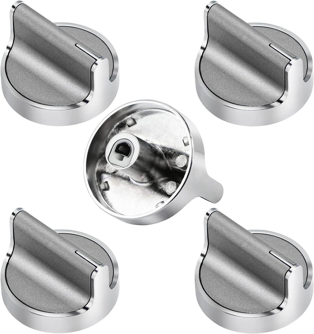 Upgraded Stove Knobs W10594481 Replacements fit for Whirlpool Gas Stove Range Cooktop WCG97US0DS00 WCG97US6DS00 - Stainless Steel Control Knob WPW10594481 3281332 AP6023301 5 Pack
