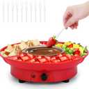 8.79oz MINI Electric Chocolate Melting Pot,Melting Fondue Set with 4PCS Forks,Cute Chocolate Fondue Fountain,Warmer Machine for Milk Chocolate,Cheese,Butter,Candy (Red)