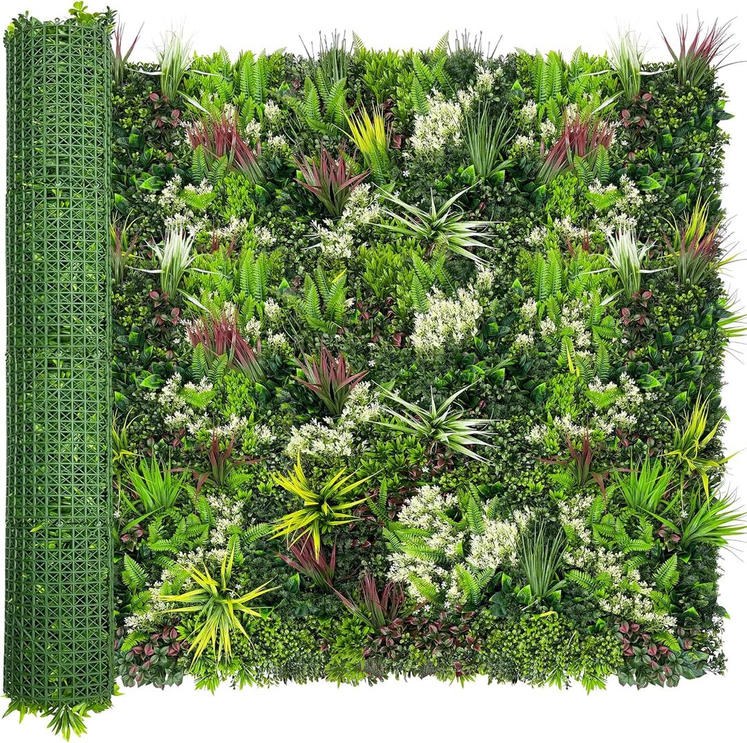 Artificial Plant Wall Panels: 60"120" UV-Anti Faux Grass Wall Backdrop Boxwood Ivy Fence Privacy Screen Fake Greenery Leaf Hedge for Outdoor,Indoor,Garden,Backyard and Home Decor