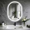 20x28 LED Bathroom Mirror with Lights Oval, Lighted Bathroom Vanity Mirror for Wall, Front Lit and Backlight, Anti-Fog, 3 Color Dimmable, Vertically Only