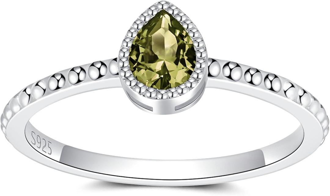 ZOEXUE Birthstone Rings for Women Teen S925 Sterling Silver Stacking Birthstones Ring Cubic Zirconia Teardrop Band Rings Birthday Jewelry Gifts for Mother Daughter Her
