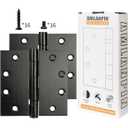 Stainless Steel Matte Black 4.5'' Ball Bearing Hinges - Heavy-Duty, Square Corners, 2PACK for Exterior Doors