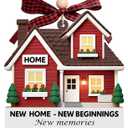 New Home Ornament Red Wooden Housewarming Gift for Couples, Friends & New Homeowners New Home New Beginning Wooden Home Decor, Pack of 2