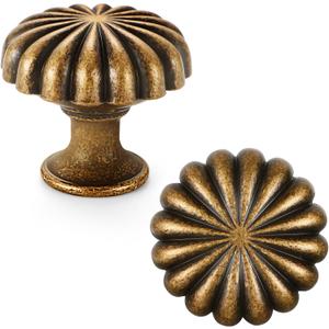 10 Pack Antique Brass Cabinet Knobs for Kitchen Cabinets and Dresser Drawers, Zinc Alloy Hardware Handles Pulls, Vintage Cupboard Drawer Knob